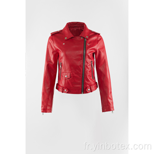 Veste de motard en PU pour femme